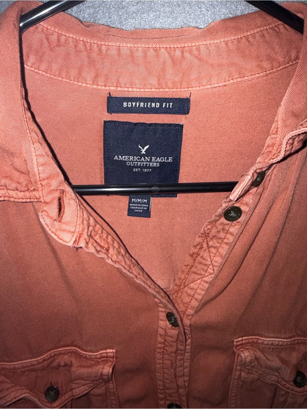 American Eagle Outfitters Burnt Orange Button-Front Shirt - Picture 2 of 4